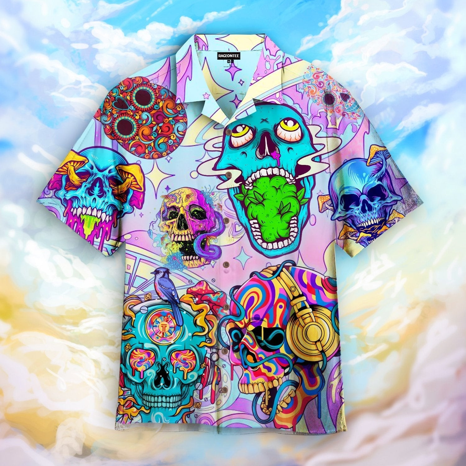 Hippie Skull Peace Life Color Limited Hawaiian Shirt