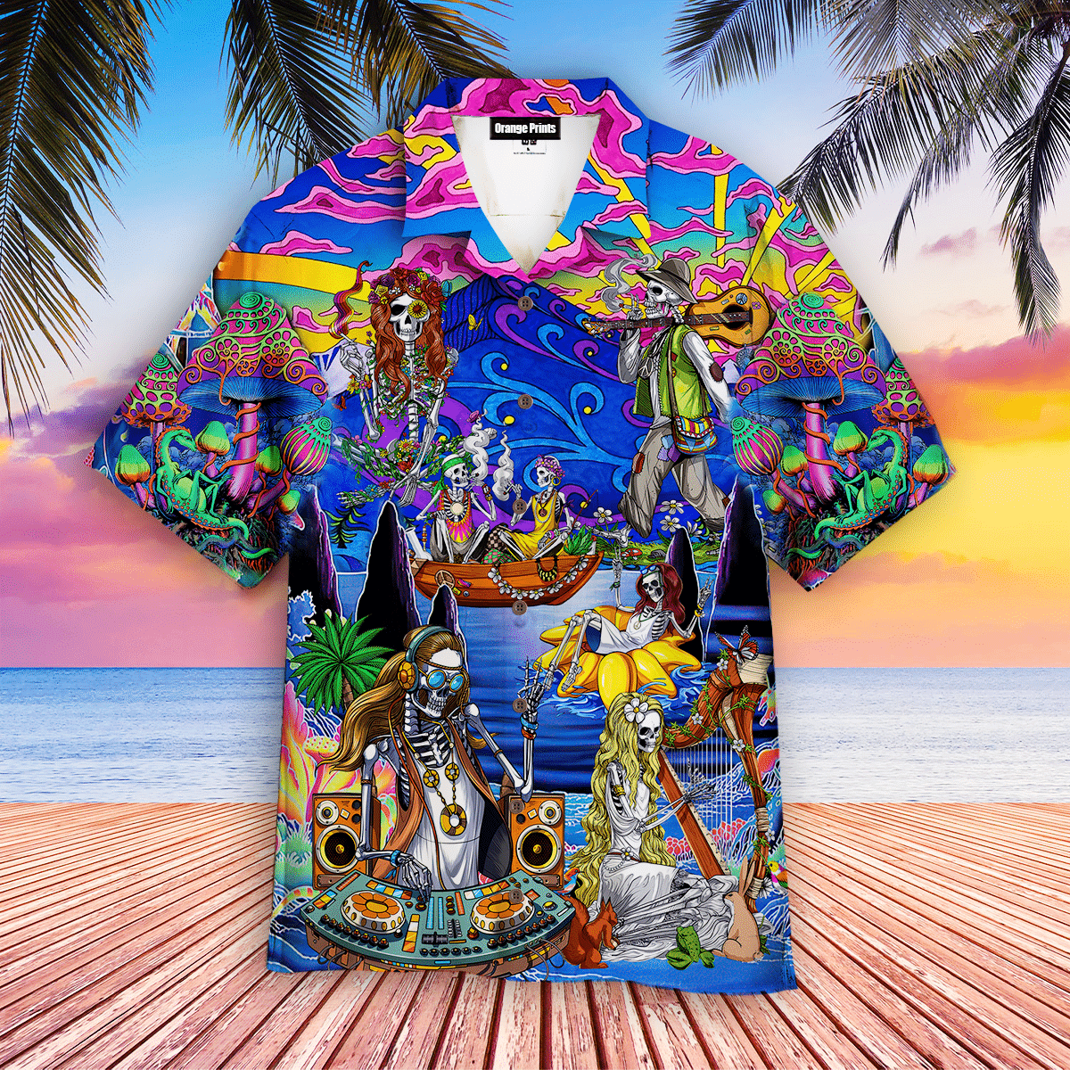 Hippie Skull Peace Life Hawaiian Shirt