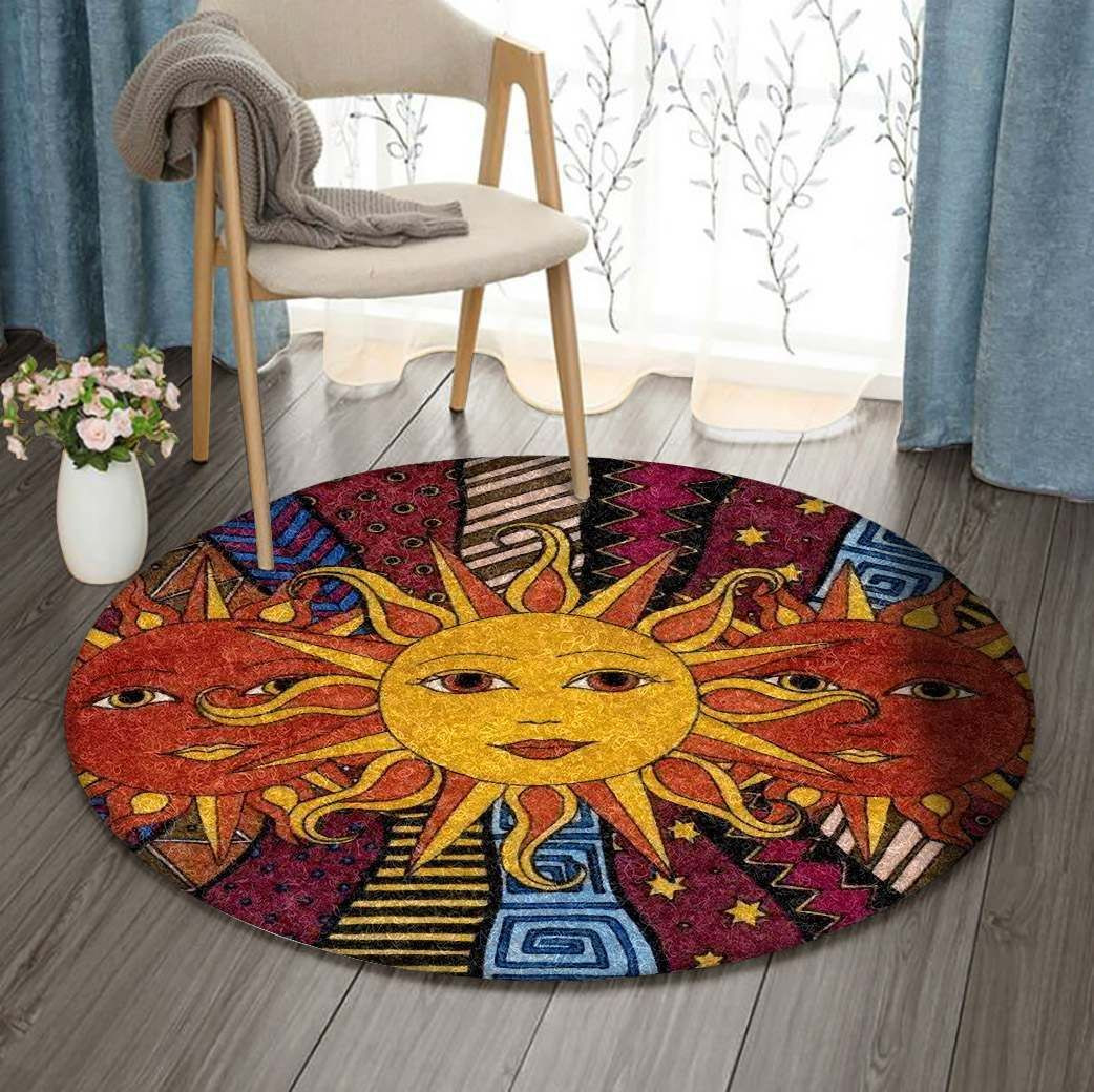 Hippie Sun Round Rug Carpet Bedroom Livingroom Home Decor