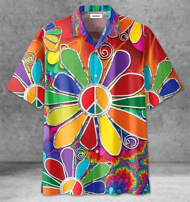 Hippie Tie Dye Flower Hawaiian Shirt
