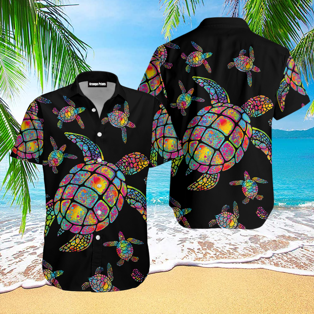 Hippie Turtle Love Ocean Colorful Hawaiian Shirt