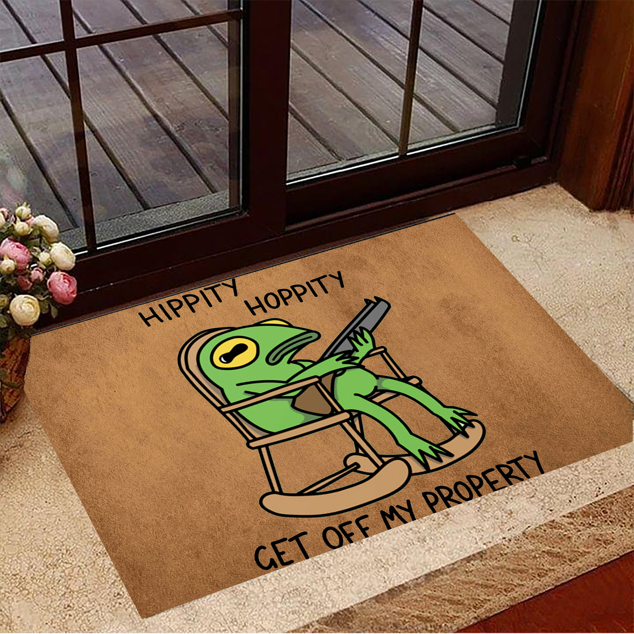 Hippity Hoppity Get Off My Property Rubber Doormat Funny Sayings Door Mat