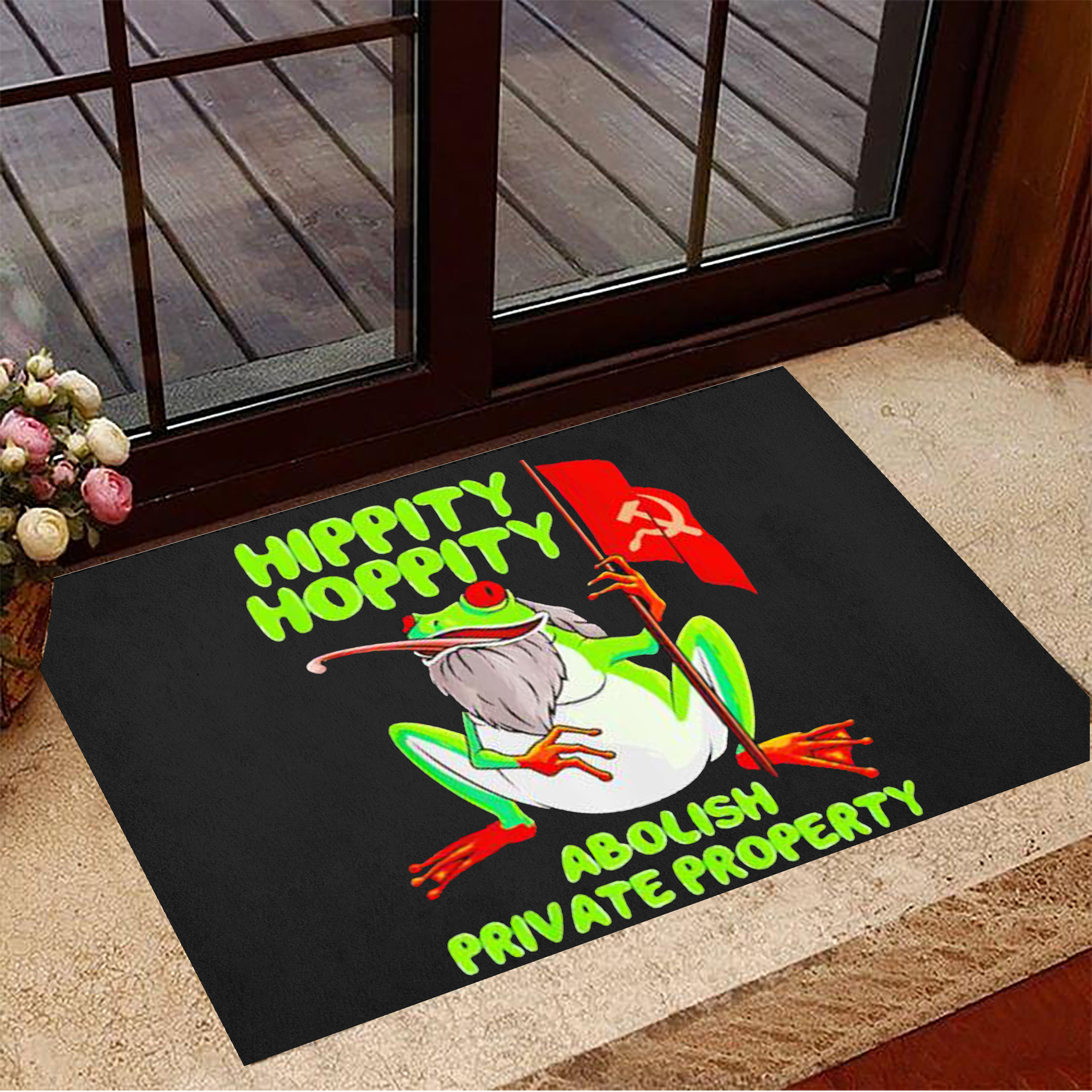 Hippity Hoppity Rubber Doormat Abolish Private Property Frog Meme Funny Welcome Mat