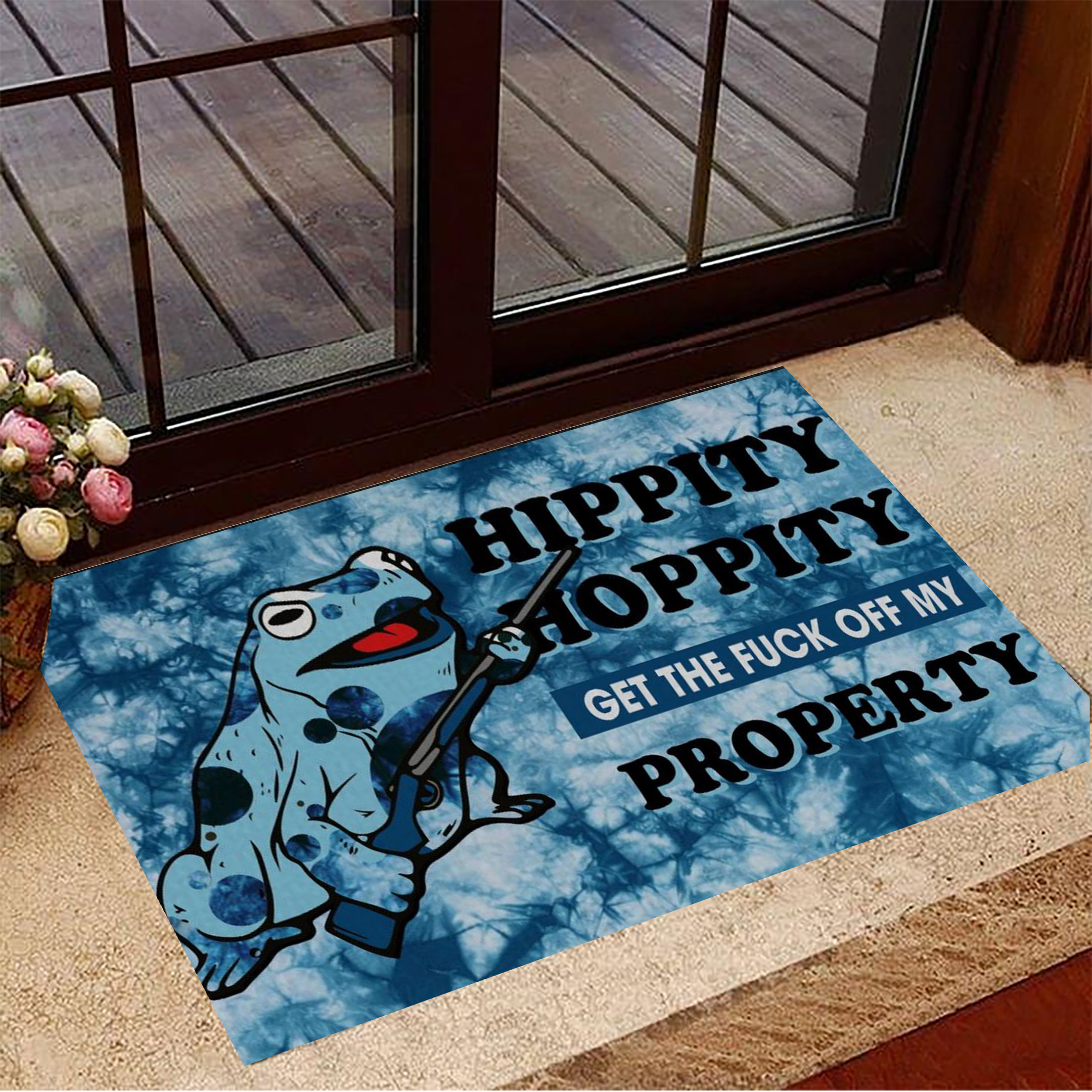 Hippity Hoppity Rubber Doormat Frog Get Hippity Hoppity Off My Property Funny Door Mat Sayings