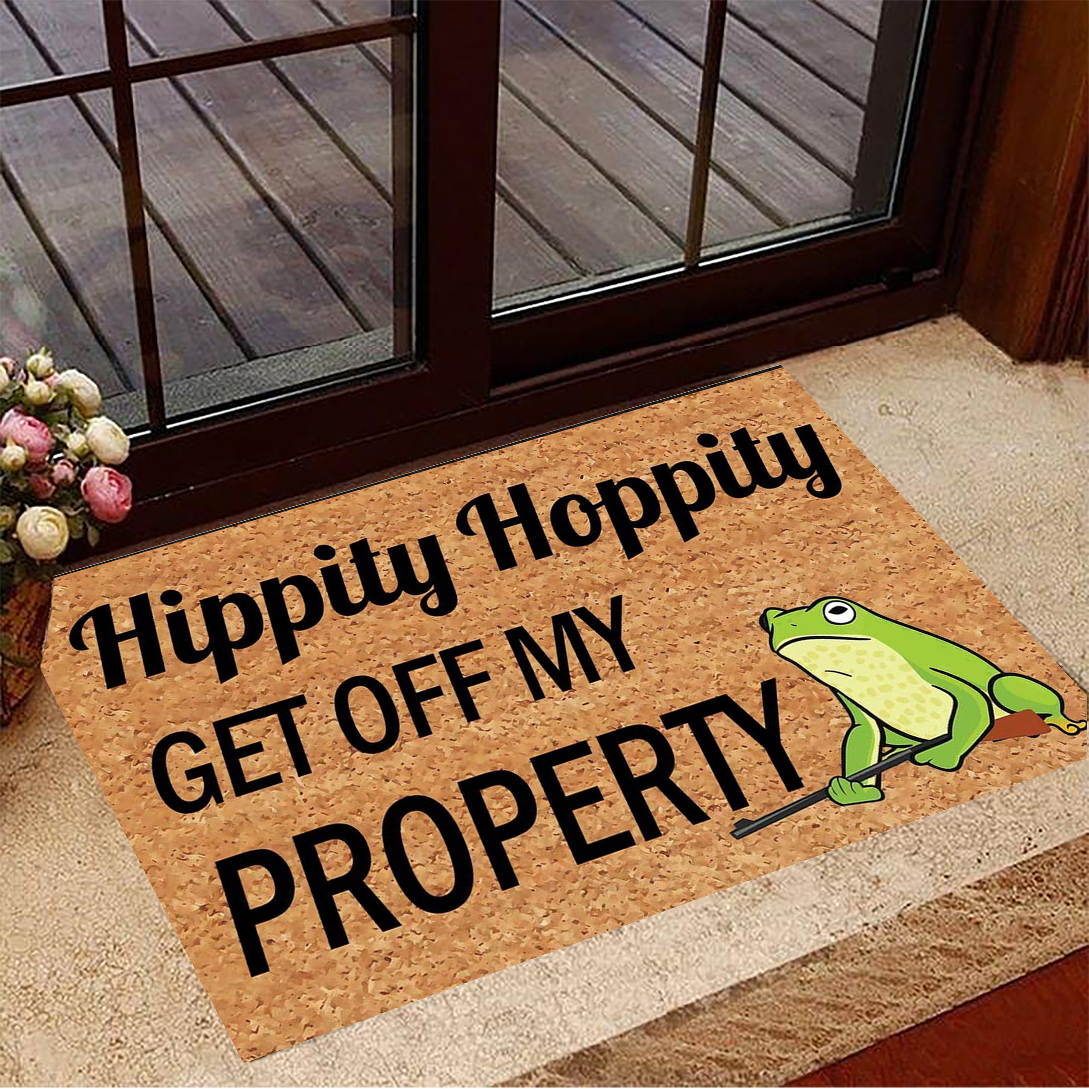 Hippity Hoppity Rubber Doormat Frog Get Off My Poverty Funny Door Mat Merchandise