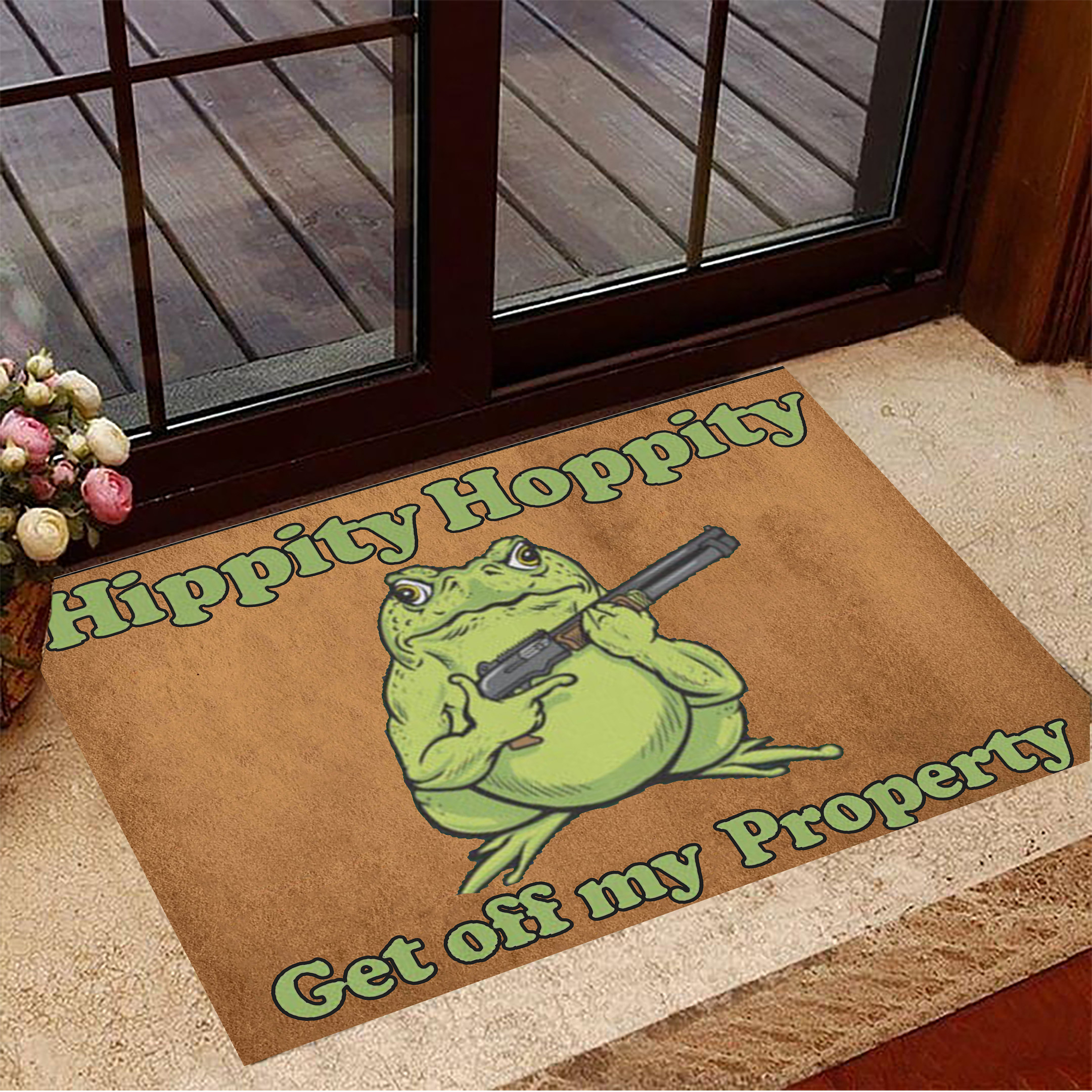 Hippity Hoppity Rubber Doormat Funny Frog Meme Get Off My Property Rubber Doormat For Front Door