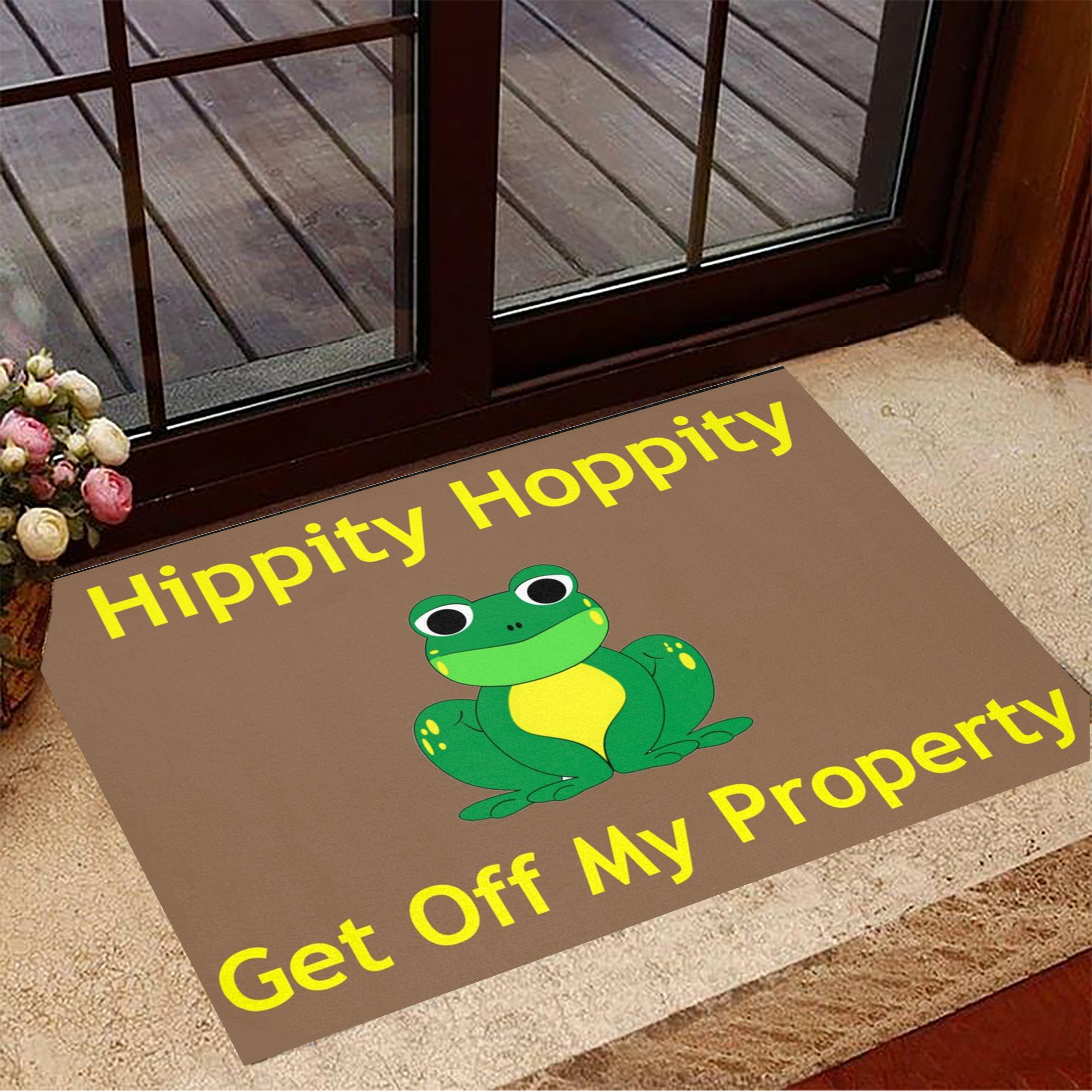 Hippity Hoppity Rubber Doormat Humor Frog Hippity Hoppity Get Off My Property Rubber Doormat