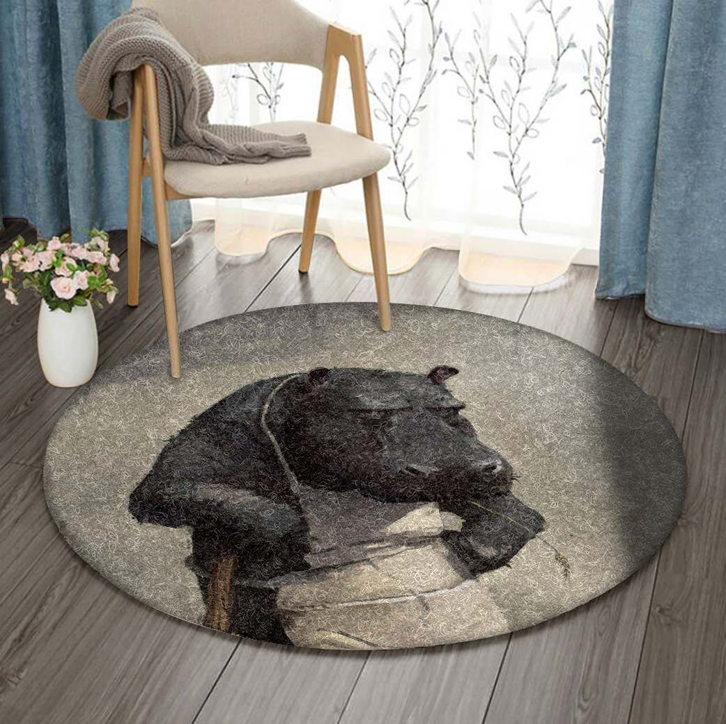 Hippopotamus Round Rug Carpet Bedroom Livingroom Home Decor