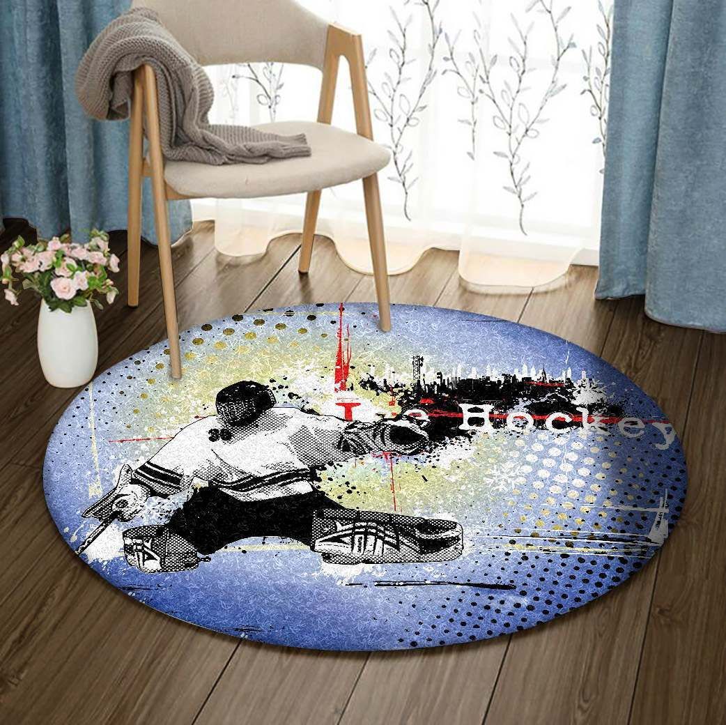Hockey Round Rug Carpet Bedroom Livingroom Home Decor