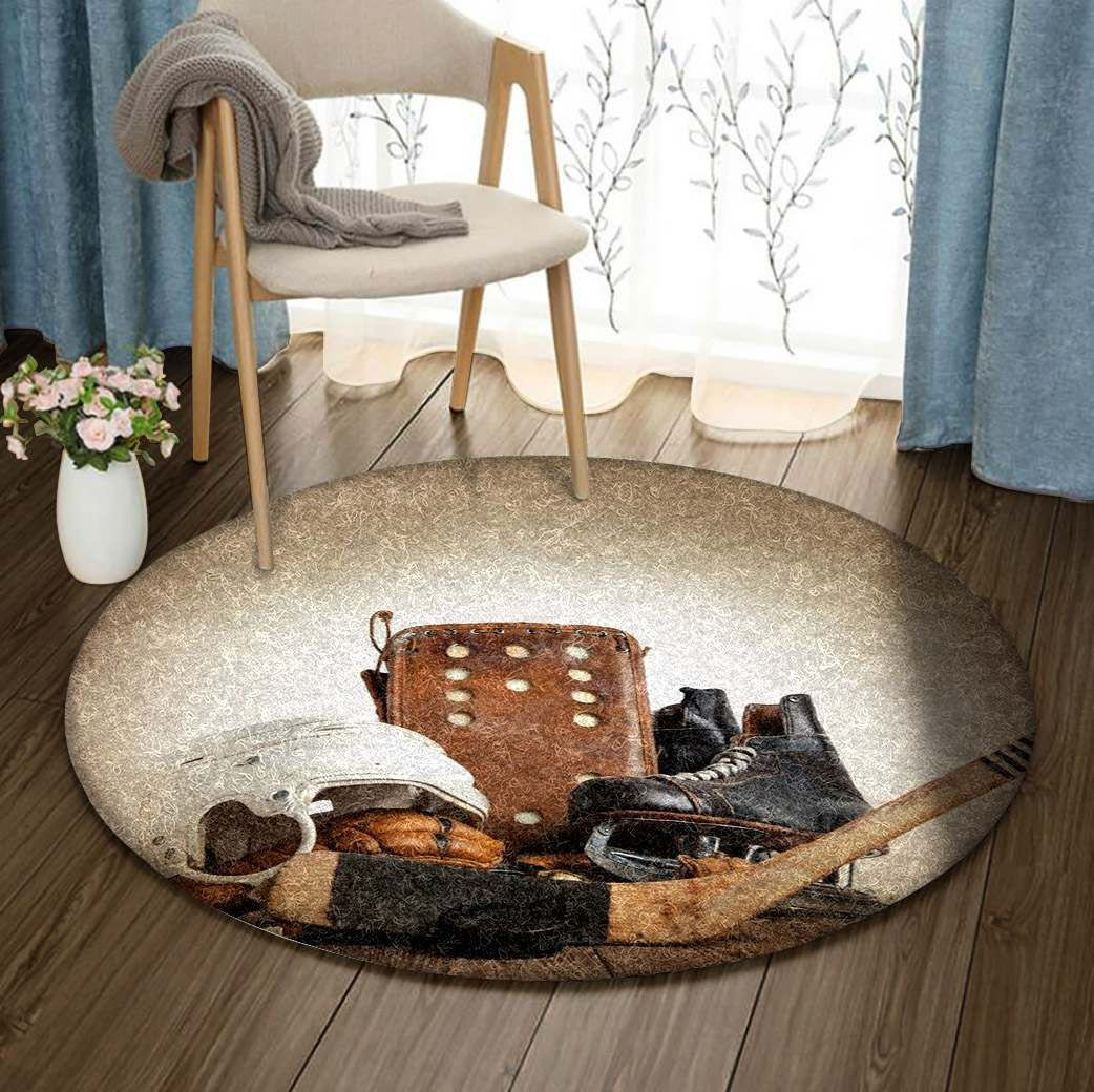 Hockey Round Rug Carpet Bedroom Livingroom Home Decor
