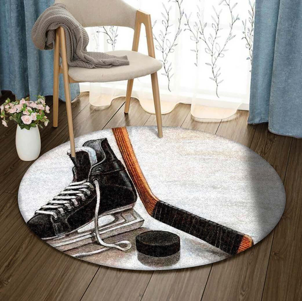 Hockey Round Rug Carpet Bedroom Livingroom Home Decor