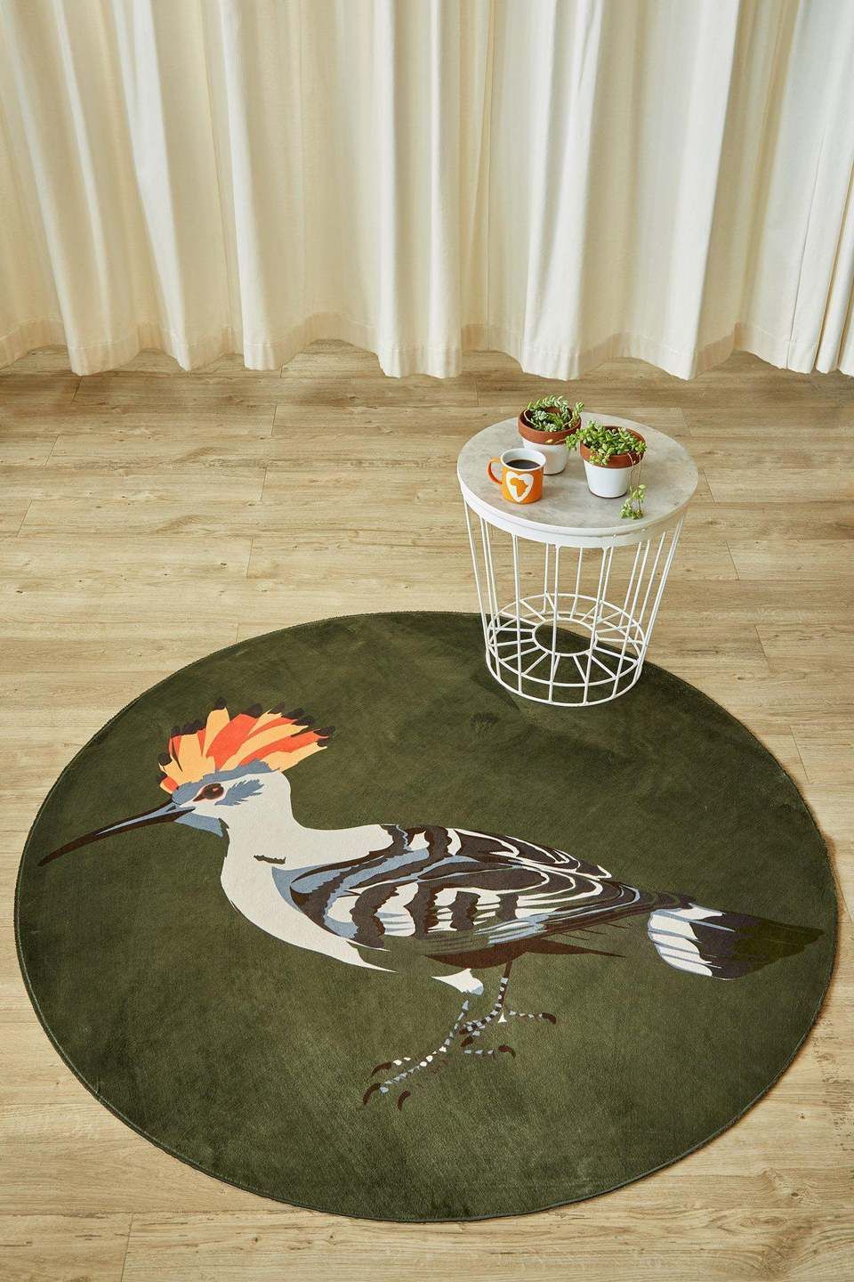 Hoepoe Olive Green Bird Round Rug Carpet Bedroom Livingroom Home Decor