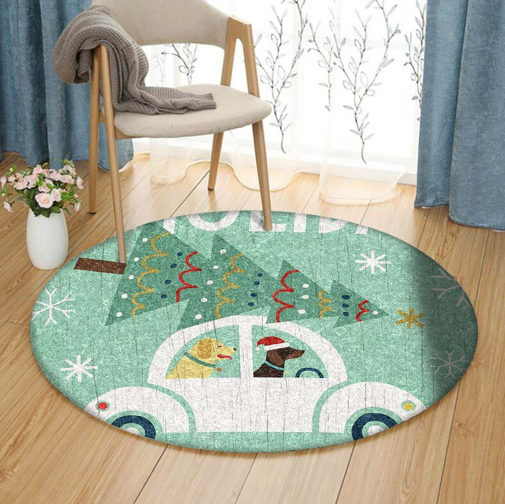 Holiday On Wheels Round Rug Carpet Bedroom Livingroom Home Decor
