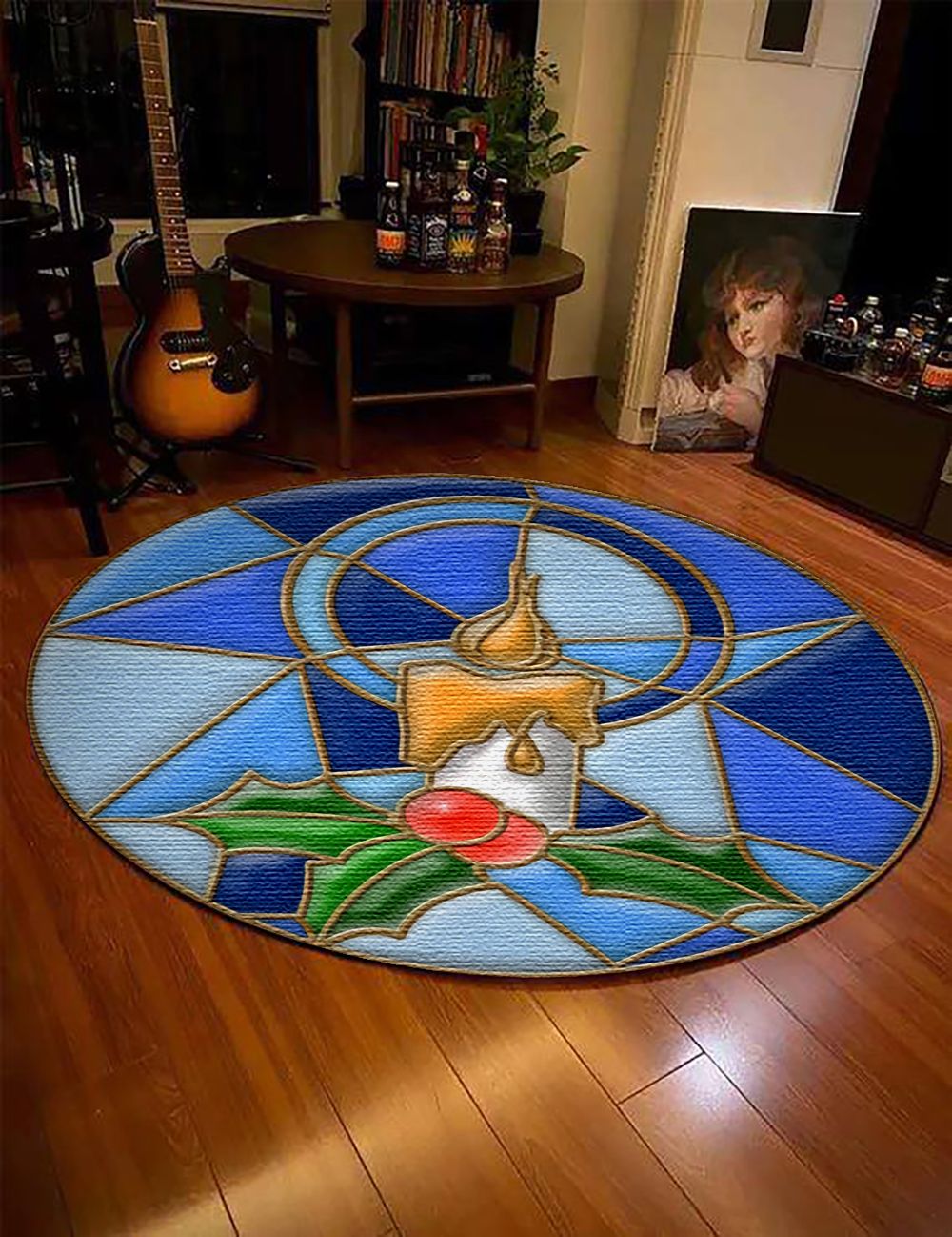 Holy Joly Christmas Round Rug Carpet Bedroom Livingroom Home Decor