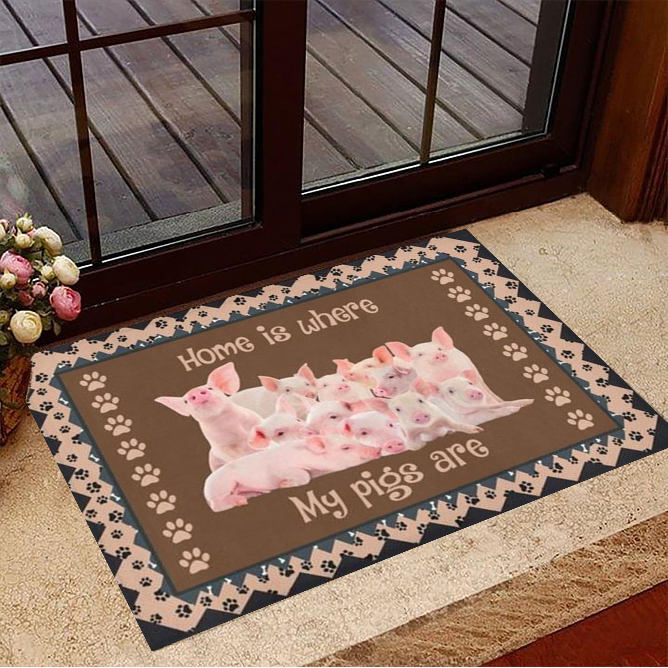 Home Is Where My Pigs Are Rubber Doormat Hilarious Rubber Doormats Housewarming Gifts