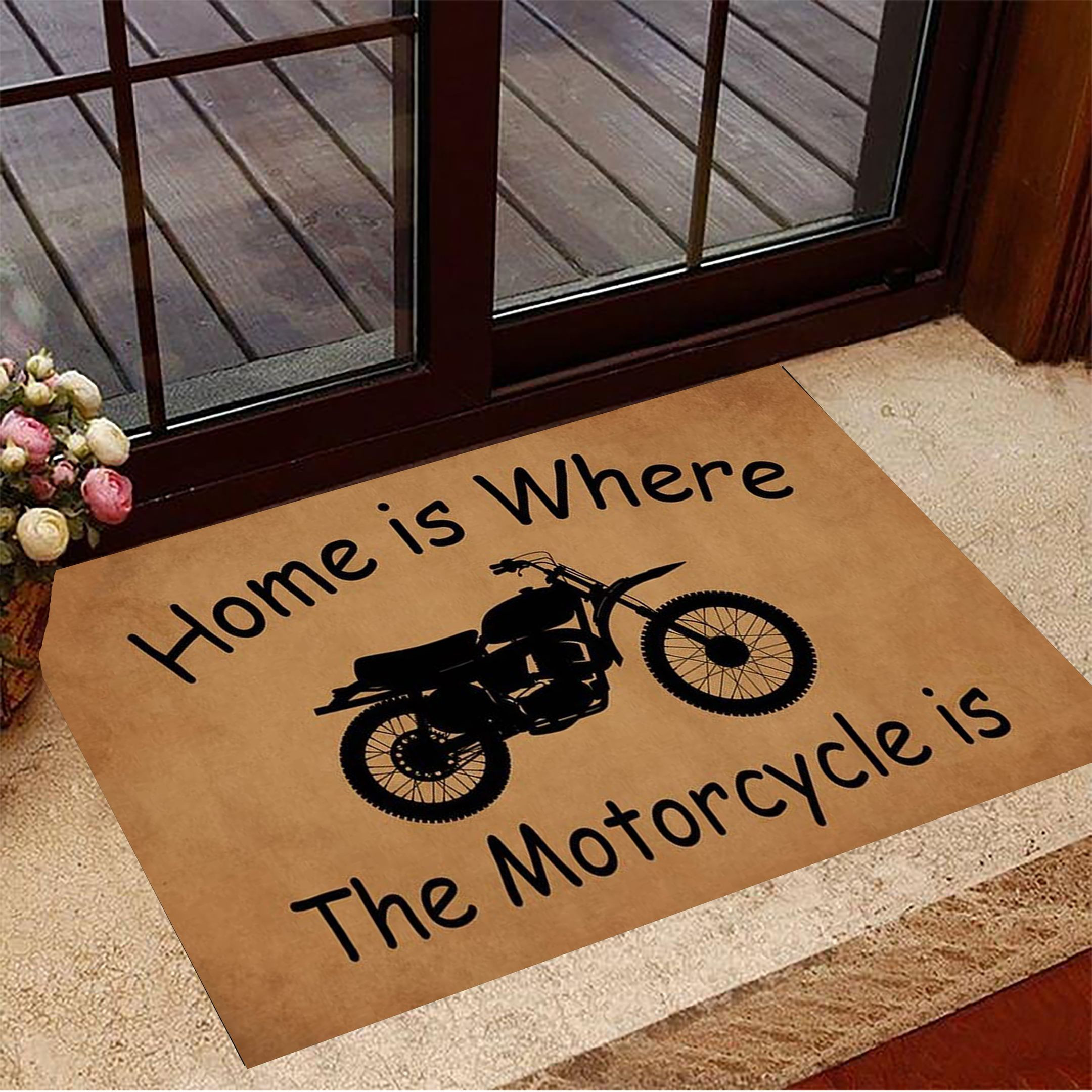 Home Is Where The Motorcycle Is Rubber Doormat Inside Door Mats Gifts For Motorcycle Lovers
