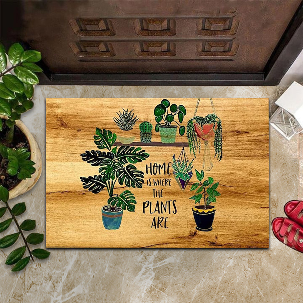 Home Is Where The Plants Are Rubber Doormat Plants Rubber Doormat Gift For Garden Lover