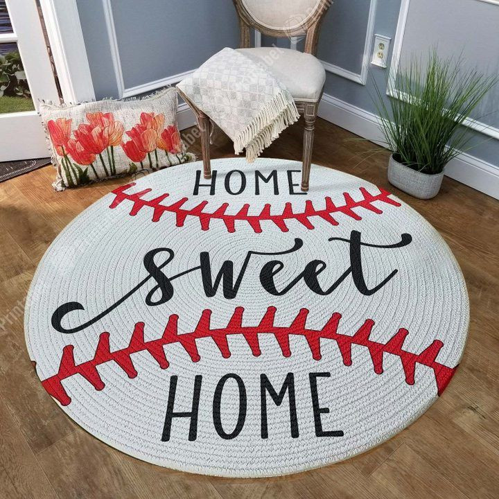 Home Sweet Home Baseball Round Rug Carpet Bedroom Livingroom Home Decor