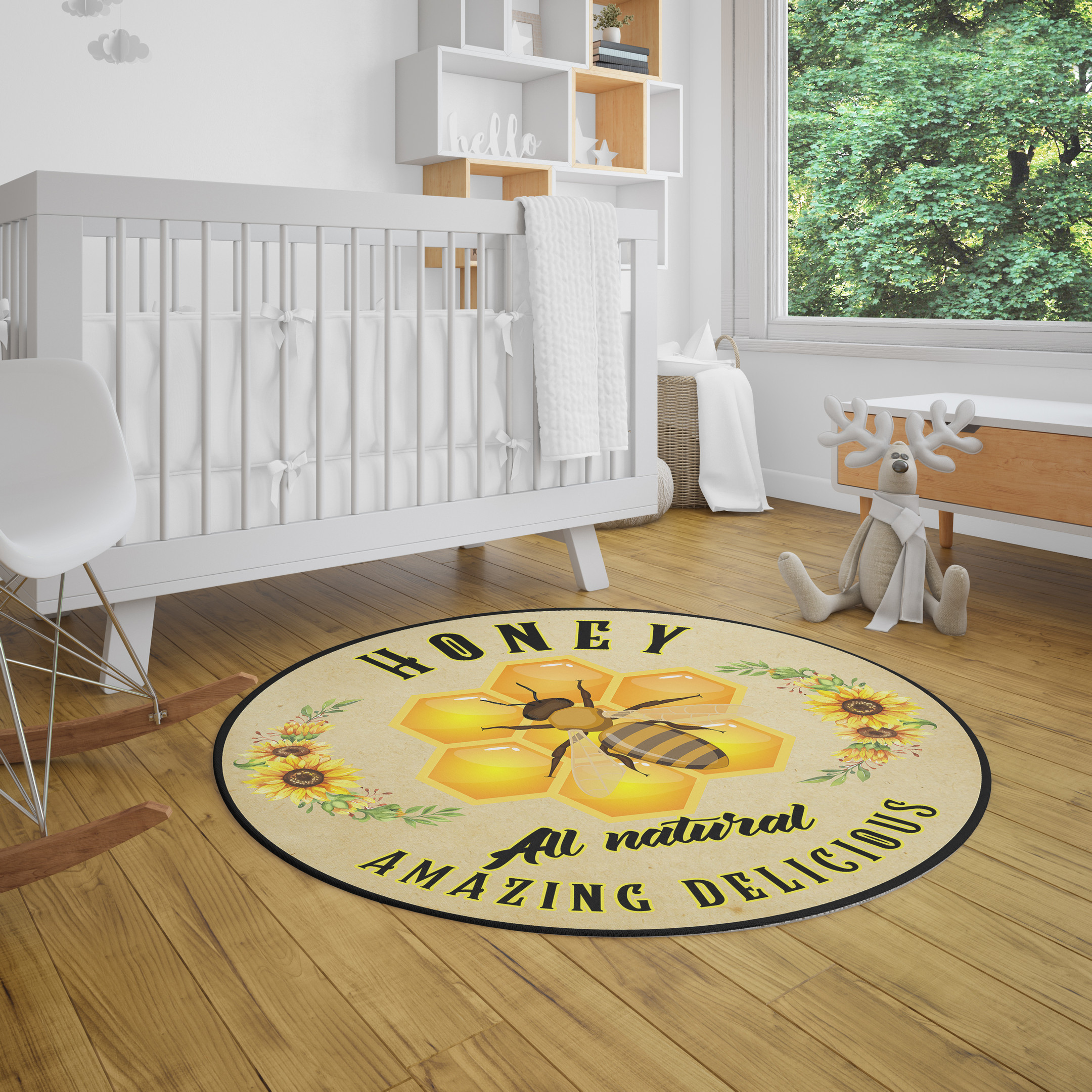 Honey Bee Living Room Round Rug Carpet Bedroom Livingroom Home Decor