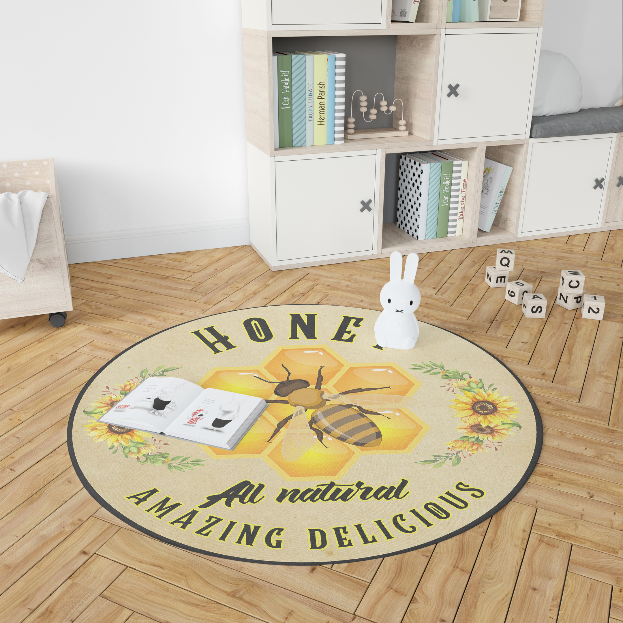 Honey Bee Living Room Round Rug Carpet Bedroom Livingroom Home Decor - Image 3