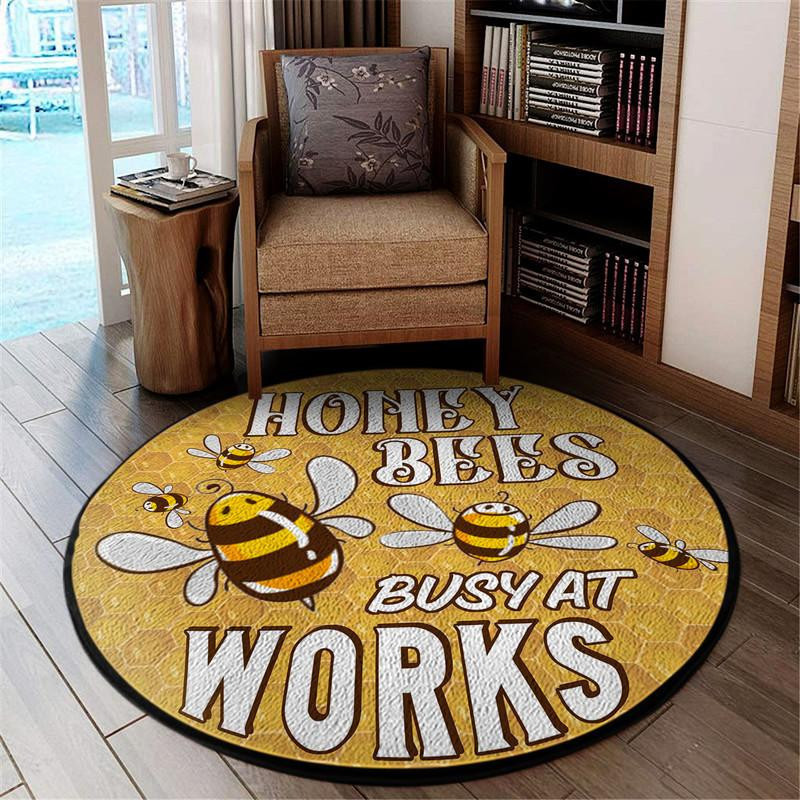 Honey Bees Busy At Work Living Room Round Rug Carpet Bedroom Livingroom Home Decor