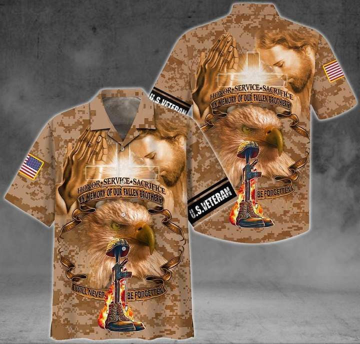Honor The Fallen, Service U.S Veteran and Jesus Hawaiian Shirt