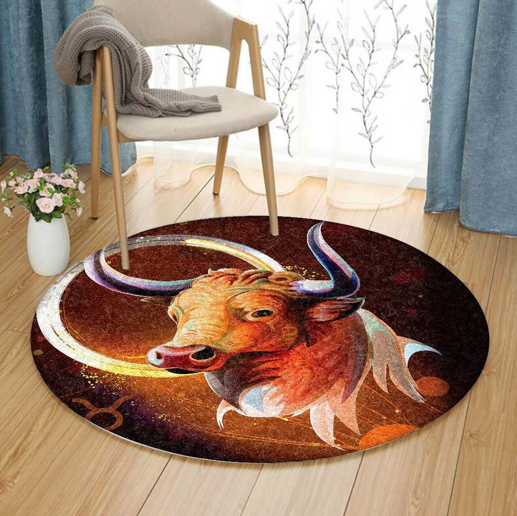 Horoscope Signs Taurus Round Rug Carpet Bedroom Livingroom Home Decor