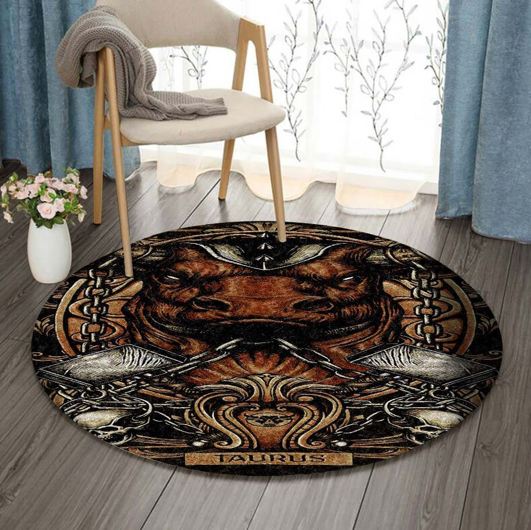 Horoscope Taurus Round Rug Carpet Bedroom Livingroom Home Decor