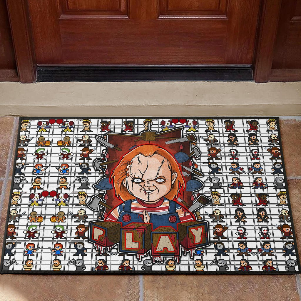 Horror Movie Chucky Wanna Play Horror Characters Game Mode Patterns Rubber Doormat Home Decor