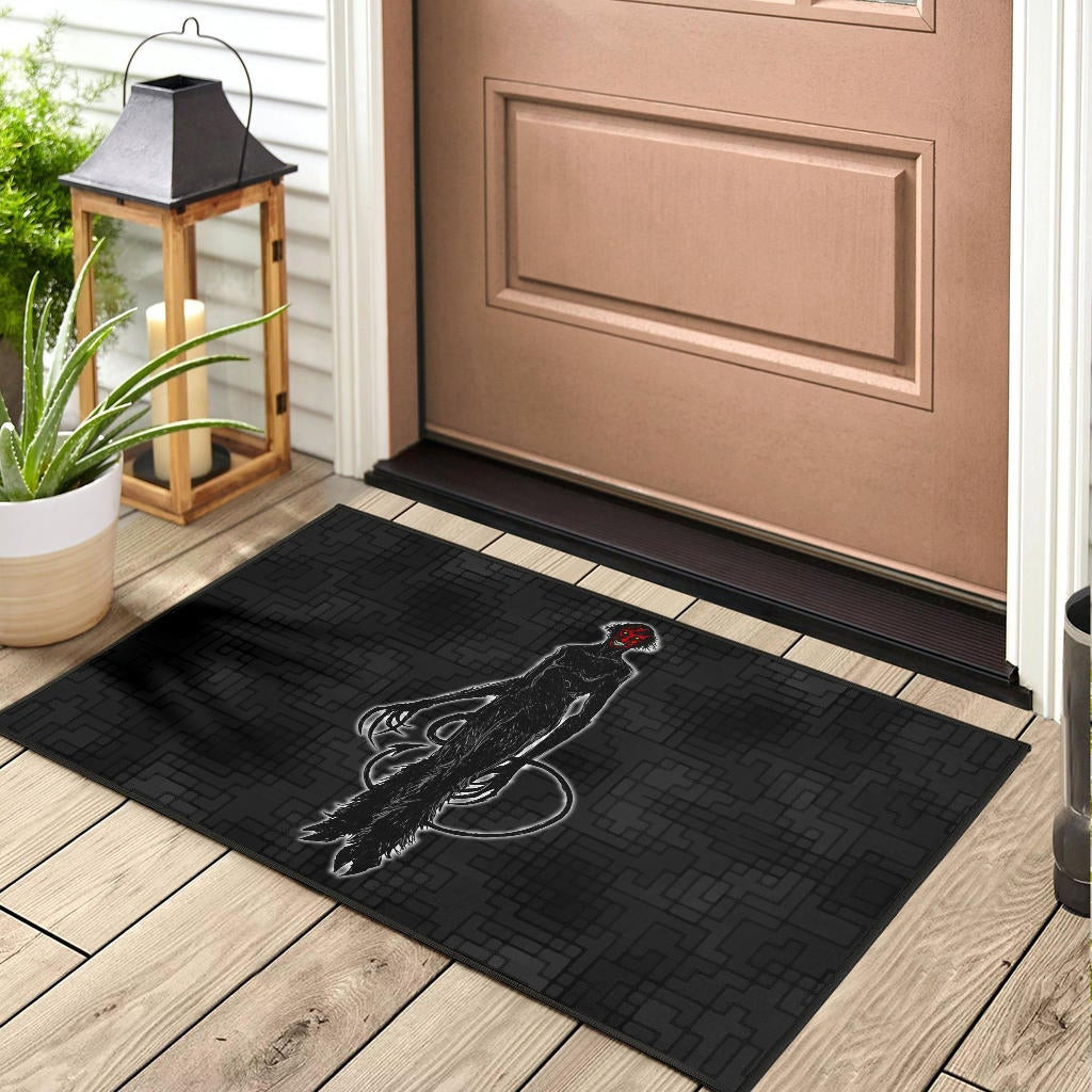 Horror Movie Hairy Devil With Red Face Black Rubber Doormat Home Decor - Image 3