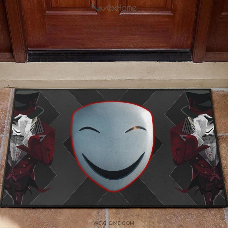 Horror Movie Hiruko Kagetane Black Bullet Smiling Mask Rubber Doormat Home Decor