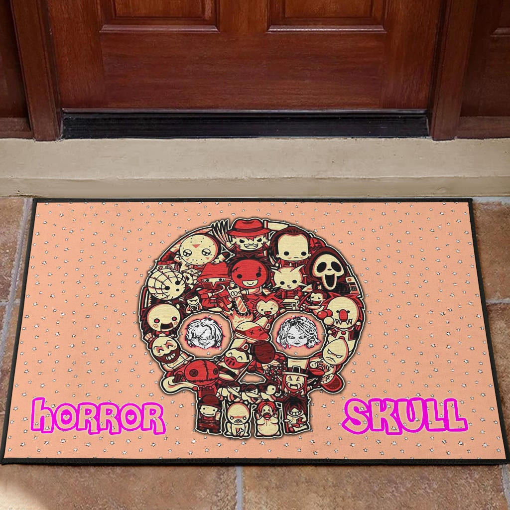 Horror Movie Horror Villains Face In Skull Star Background Rubber Doormat Home Decor