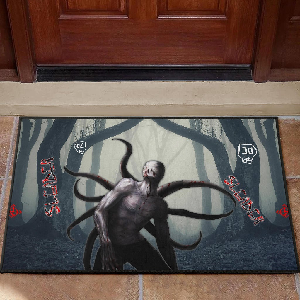 Horror Movie Slender Man In The Forest Fanart Rubber Doormat Home Decor