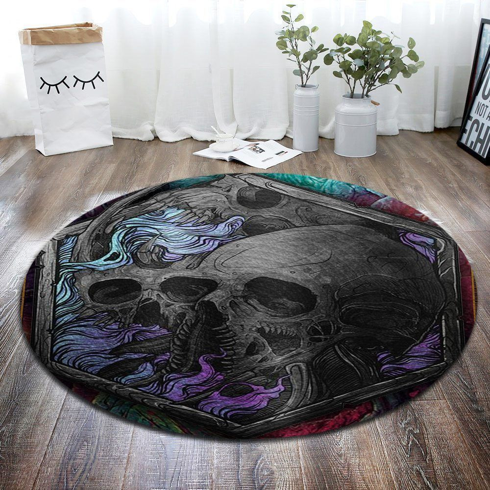 Horror Skull Round Rug Carpet Bedroom Livingroom Home Decor