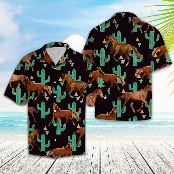 Horse Cactus Pattern Hawaiian Shirt