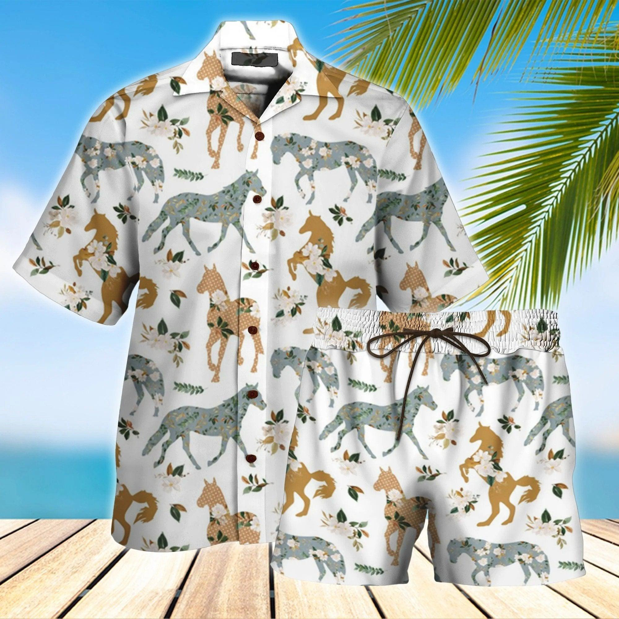 Horse Hawaiian Shirt Set