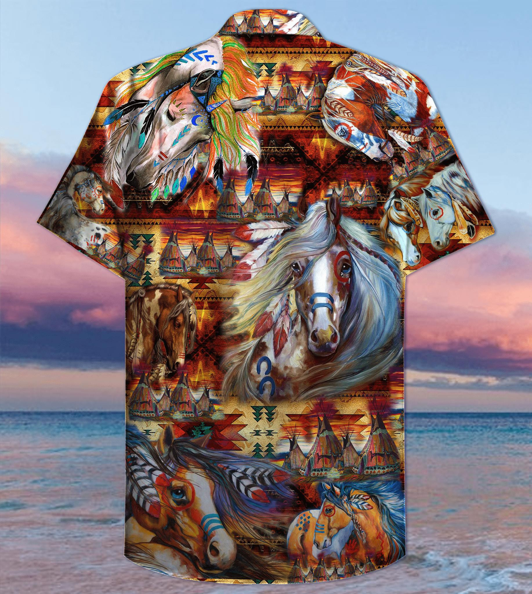 Horse Native American Hawaiian Shirt - Image 3