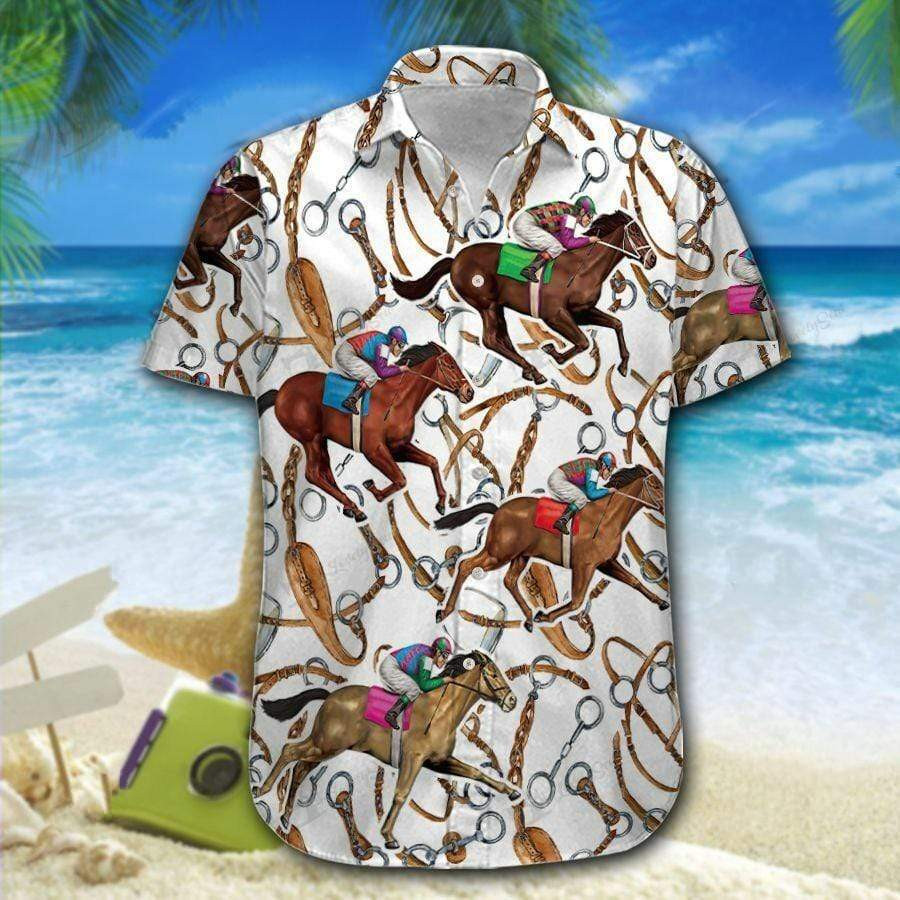 Horse Racing Colorful Hawaiian Shirt
