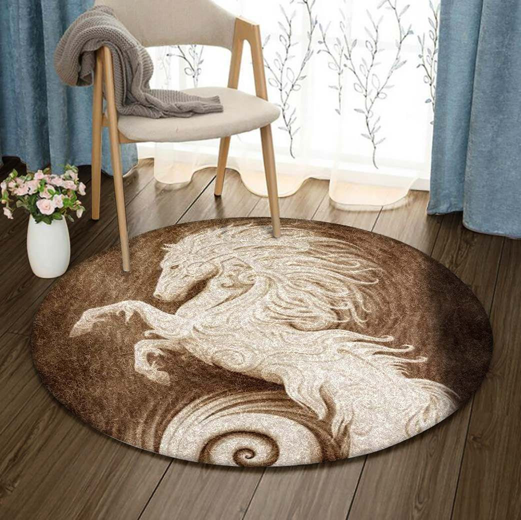 Horse Round Rug Carpet Bedroom Livingroom Home Decor