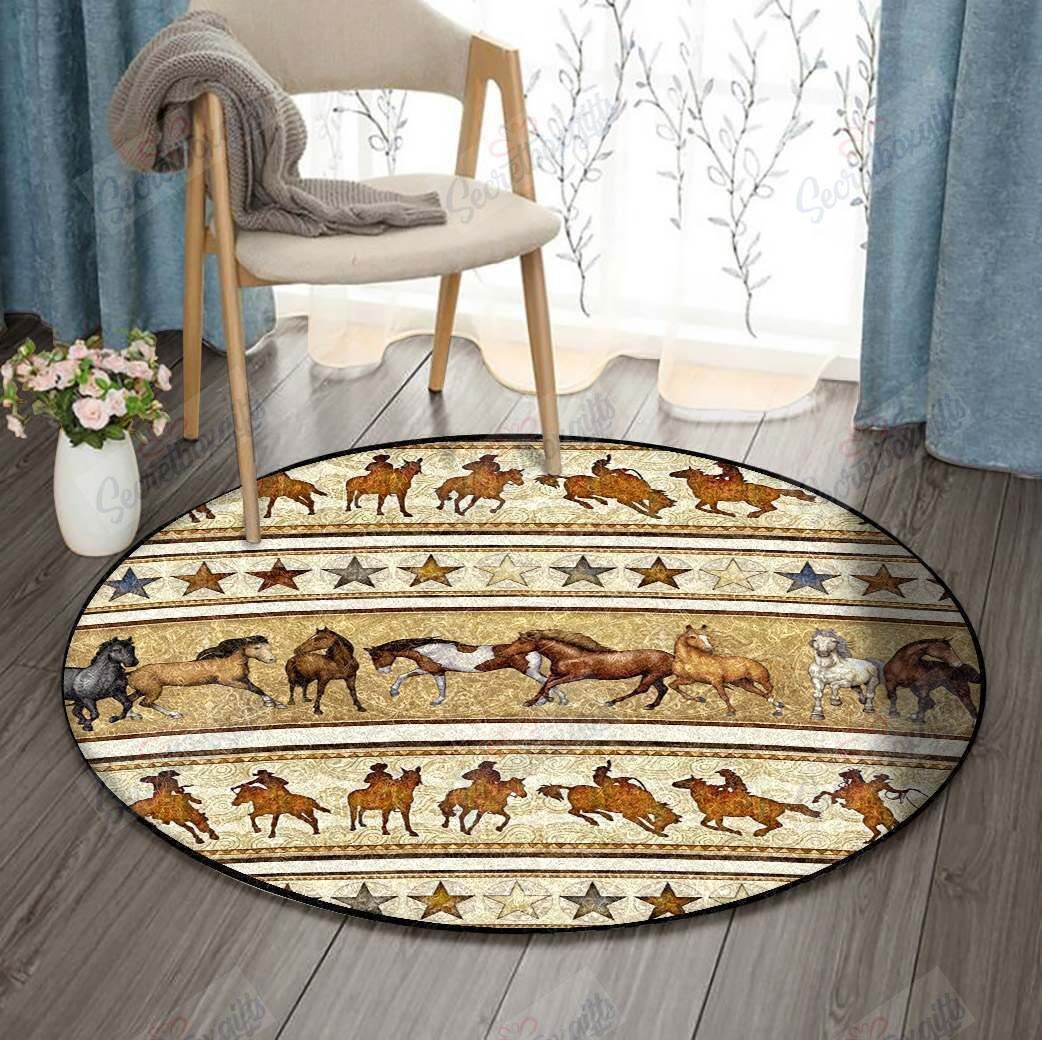 Horse Round Rug Carpet Bedroom Livingroom Home Decor