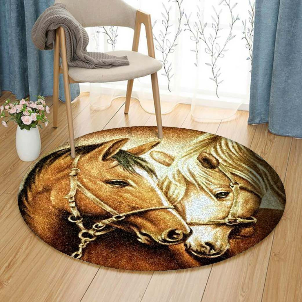 Horse Round Rug Carpet Bedroom Livingroom Home Decor
