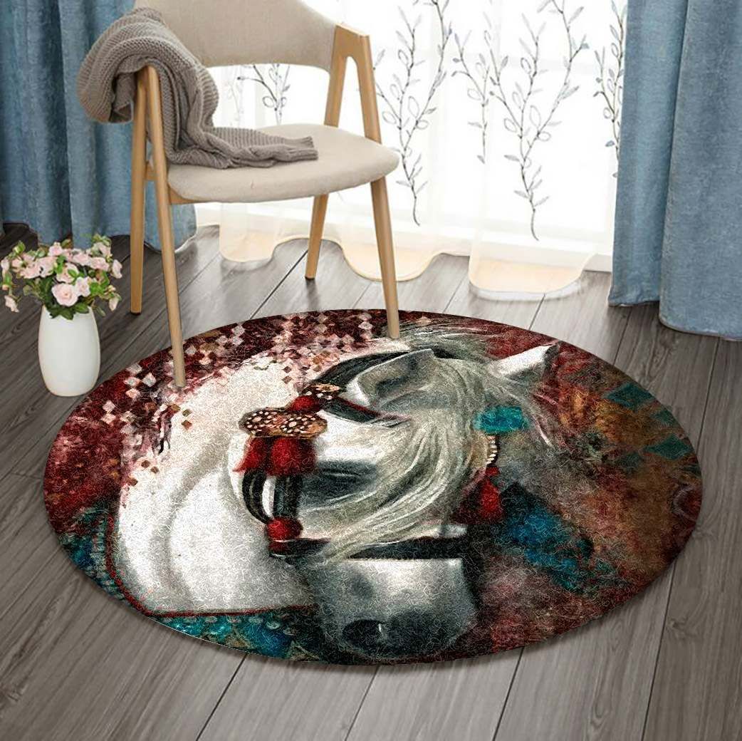 Horse Round Rug Carpet Bedroom Livingroom Home Decor