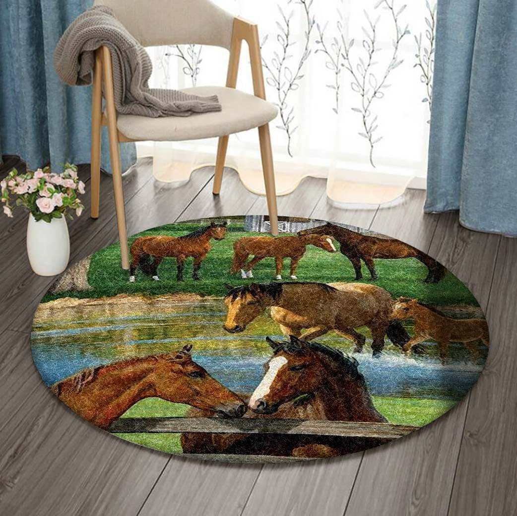Horse Round Rug Carpet Bedroom Livingroom Home Decor