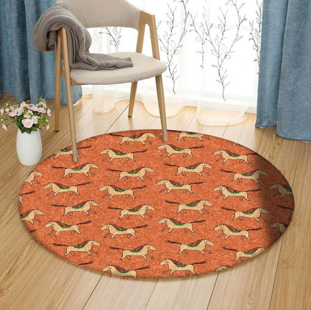 Horse Round Rug Carpet Bedroom Livingroom Home Decor