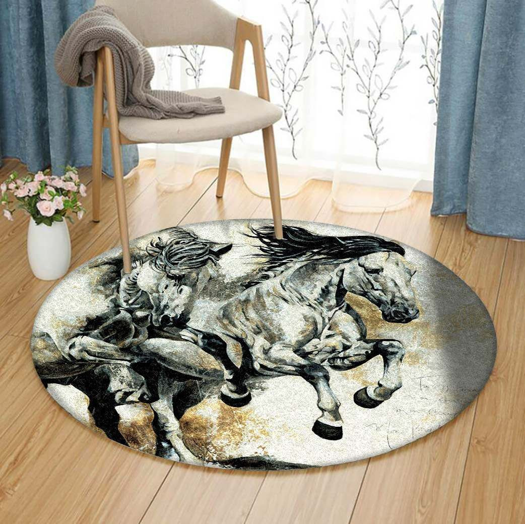 Horse Round Rug Carpet Bedroom Livingroom Home Decor