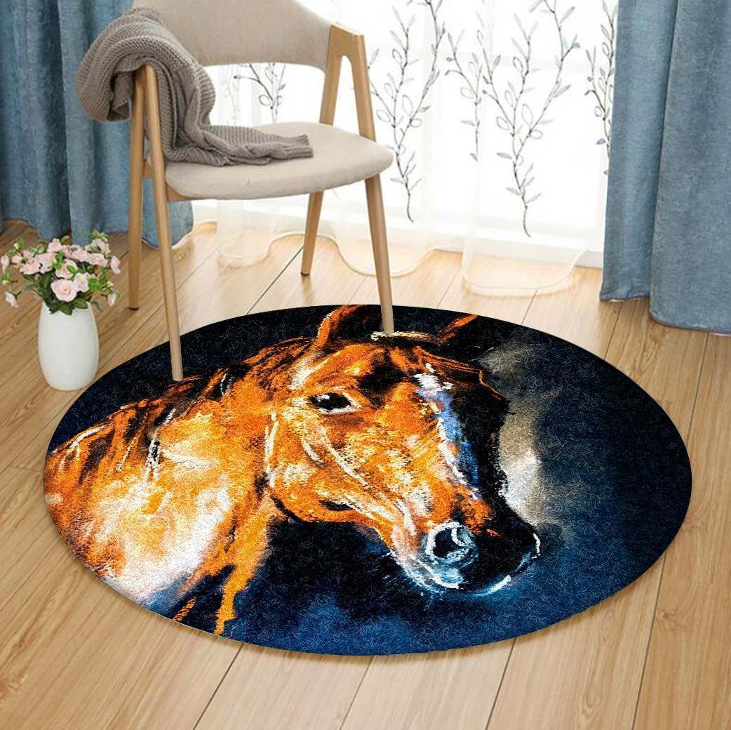 Horse Round Rug Carpet Bedroom Livingroom Home Decor