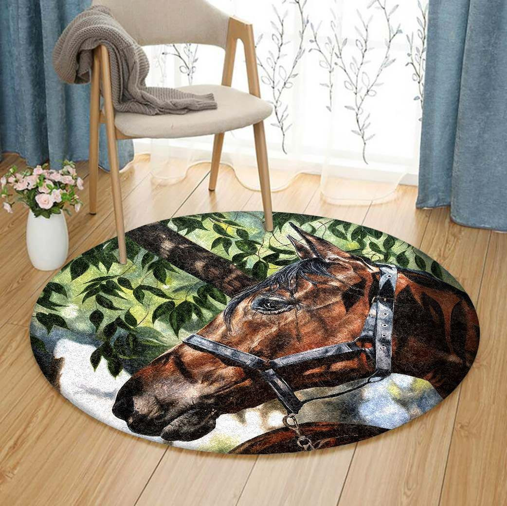 Horse Round Rug Carpet Bedroom Livingroom Home Decor