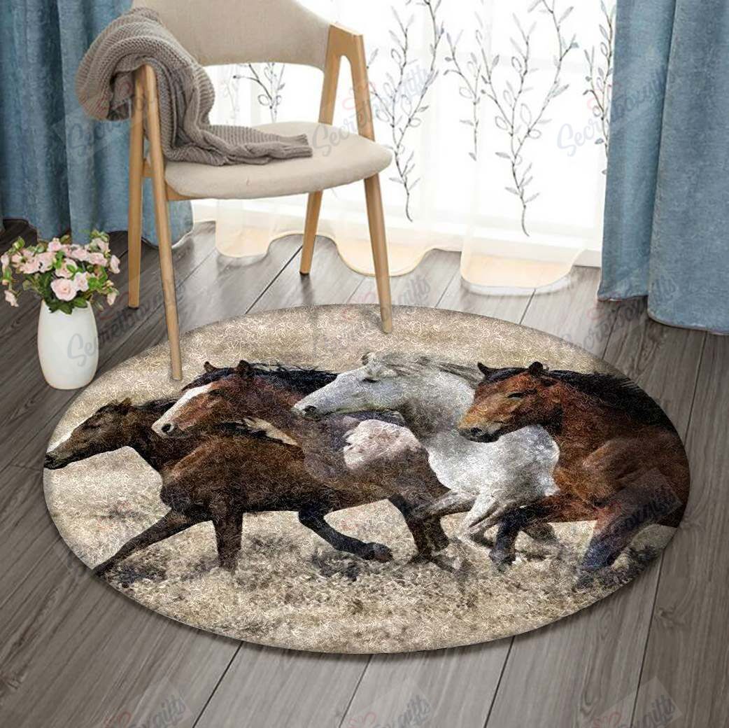 Horse Round Rug Carpet Bedroom Livingroom Home Decor