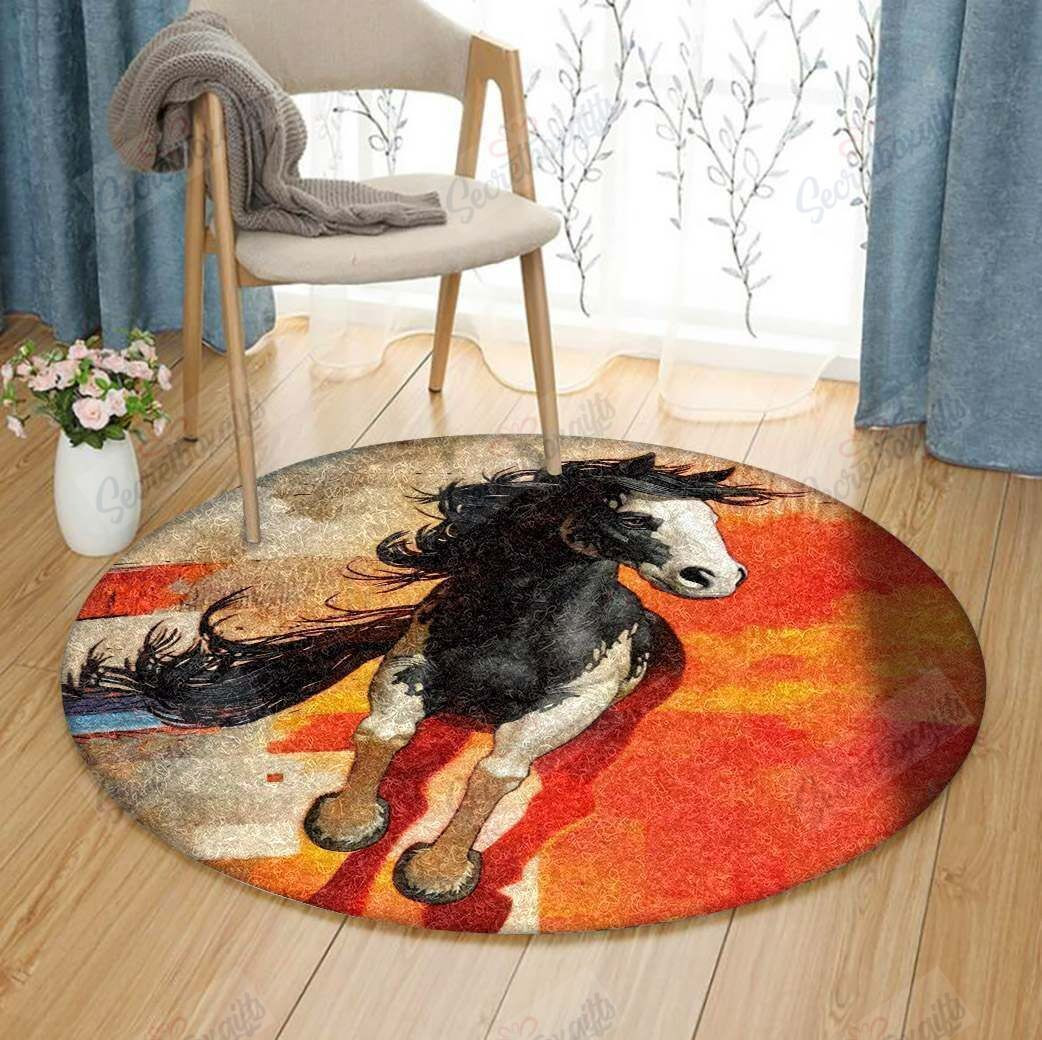 Horse Round Rug Carpet Bedroom Livingroom Home Decor