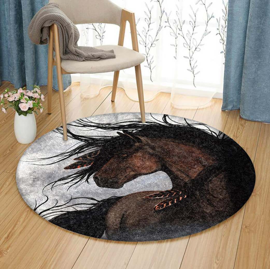 Horse Round Rug Carpet Bedroom Livingroom Home Decor